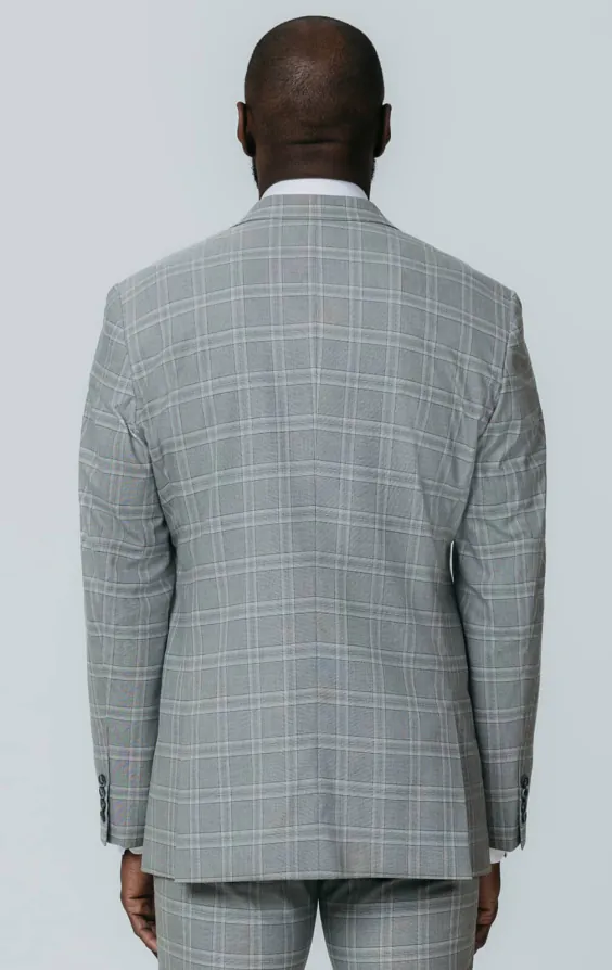 Grey with Tan Check Suit Jacket with Peak Lapel - photo 5 Grey with Tan Check Suit Jacket with Peak Lapel - photo 5