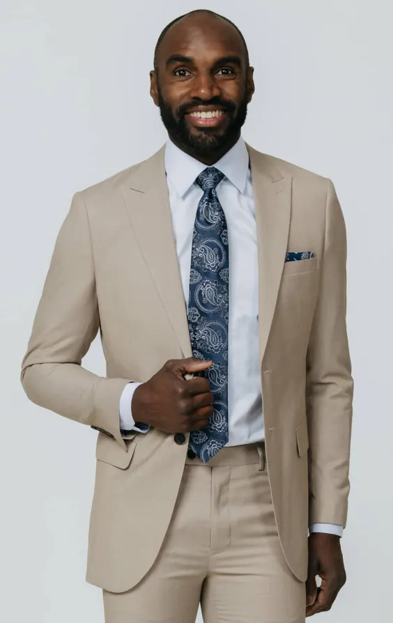 Stone Sharkskin Slim Fit Suit Jacket