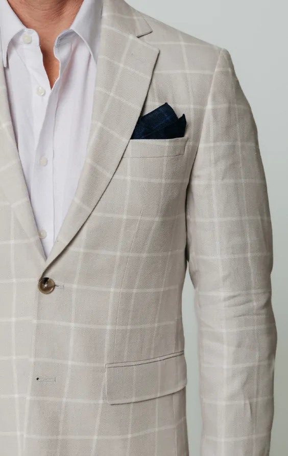 Light Grey Windowpane Check Linen Jacket thumbnail 4