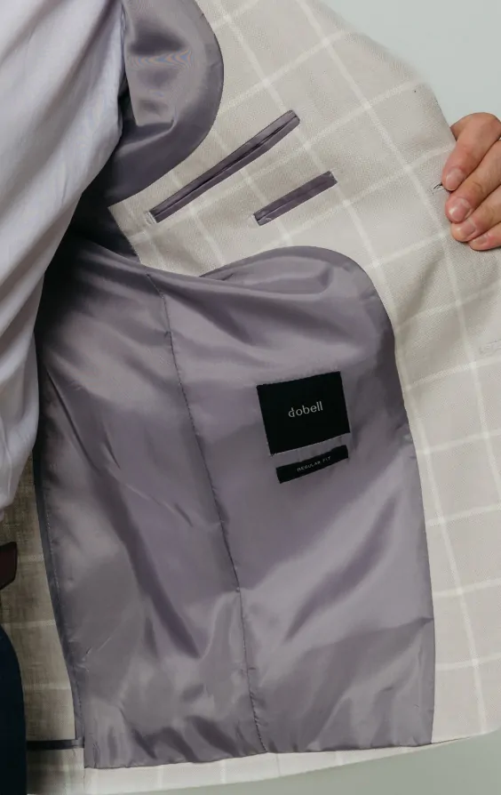 Light Grey Windowpane Check Linen Jacket thumbnail 5