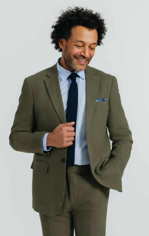 Green Linen Twill Suit Jacket
