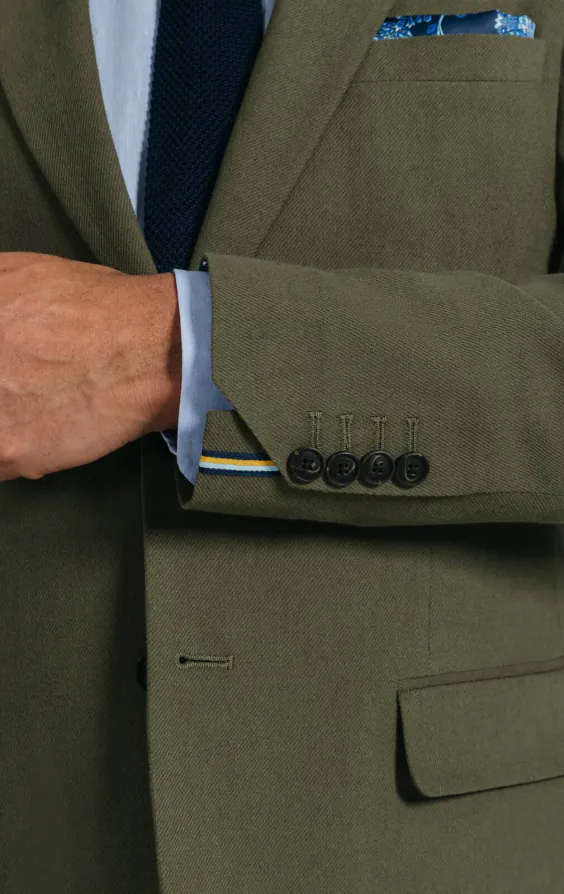 Green Linen Twill Suit Jacket - photo 3