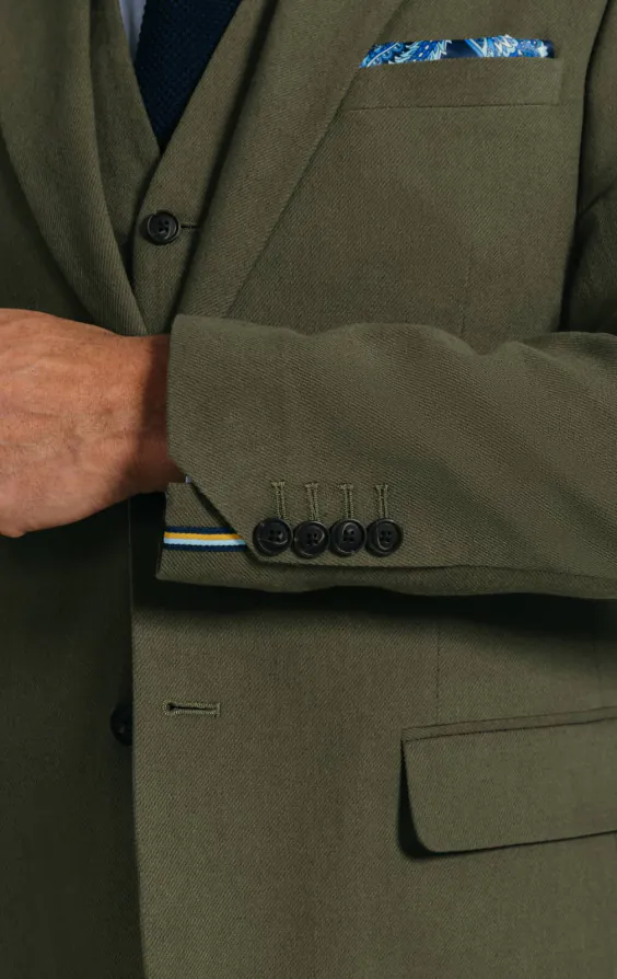 Green Linen Twill 3 Piece Suit - photo 3