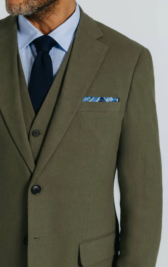 Green Linen Twill 3 Piece Suit - photo 4