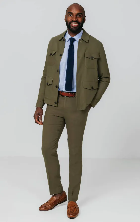 Green Linen Twill Safari Jacket - photo 2