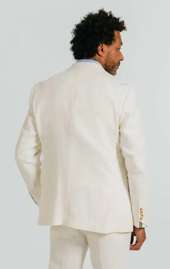 Off White Linen Twill Suit Jacket thumbnail 2