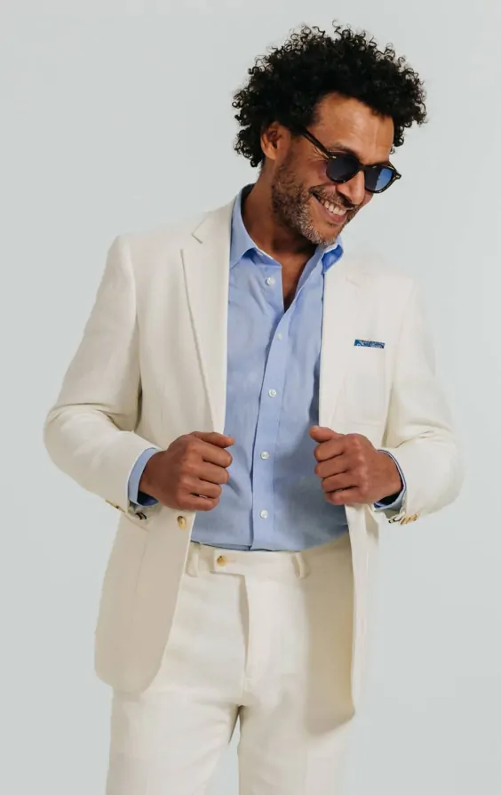 Off White Linen Twill Suit Jacket primary image