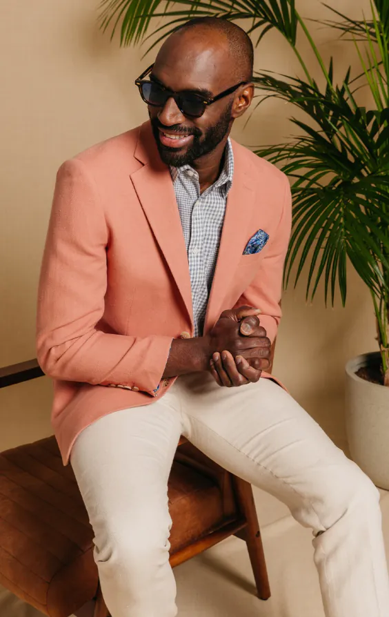 Coral Linen Twill Jacket - photo 1