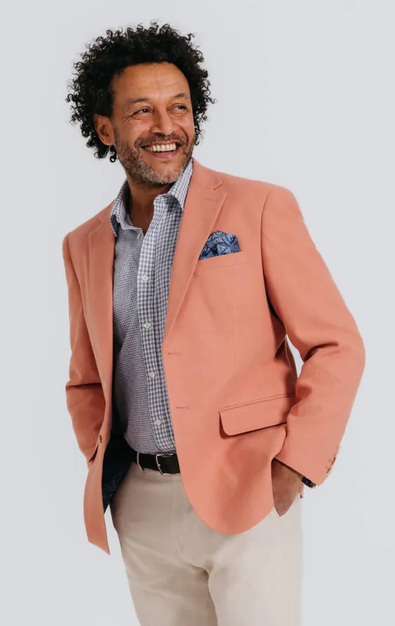 Coral Linen Twill Jacket