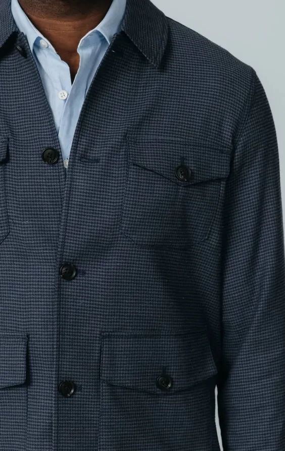 Navy Puppytooth Check Safari Jacket thumbnail 4