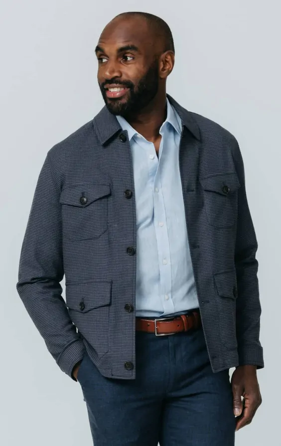 Navy Puppytooth Check Safari Jacket primary image