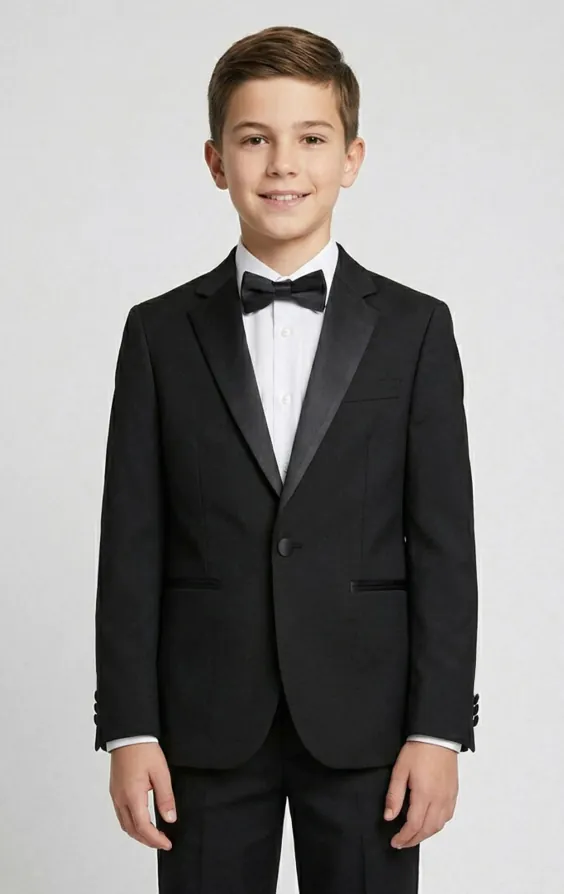 Boys Black Dinner Jacket with Notch Lapel Boys Black Dinner Jacket with Notch Lapel