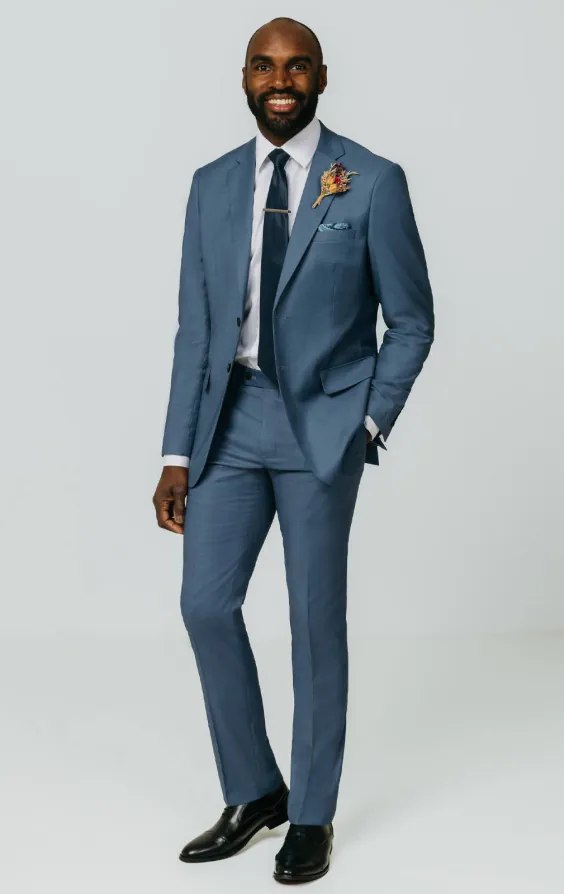 Blue Sharkskin Suit Jacket - photo 1