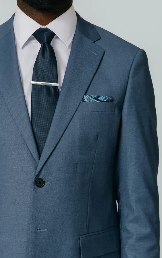 Blue Sharkskin Suit Jacket - photo 3