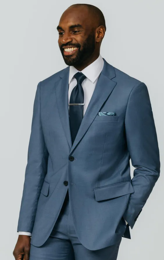 Blue Sharkskin Suit Jacket