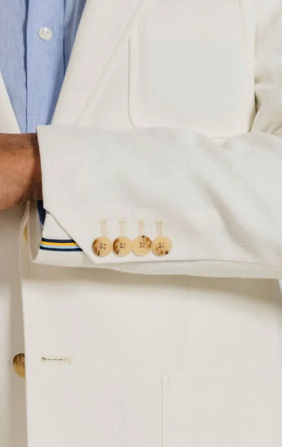 Off White Linen Twill Suit Jacket thumbnail 3