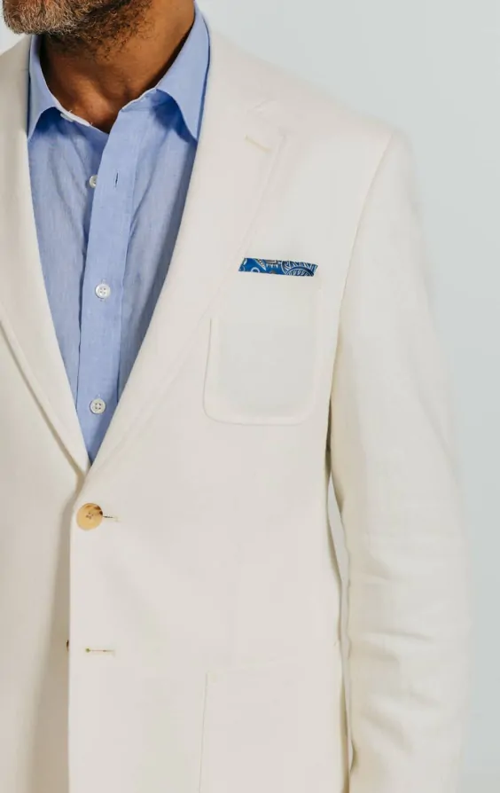 Off White Linen Twill Suit Jacket thumbnail 4