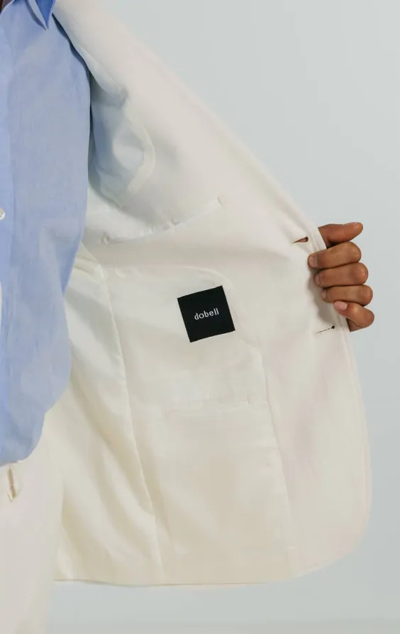 Off White Linen Twill Suit Jacket thumbnail 5