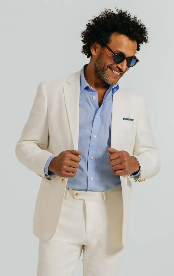 Off White Linen Twill Suit Jacket Off White Linen Twill Suit Jacket