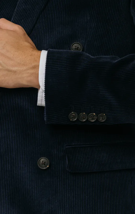 Double Breasted Navy Corduroy Suit thumbnail 3