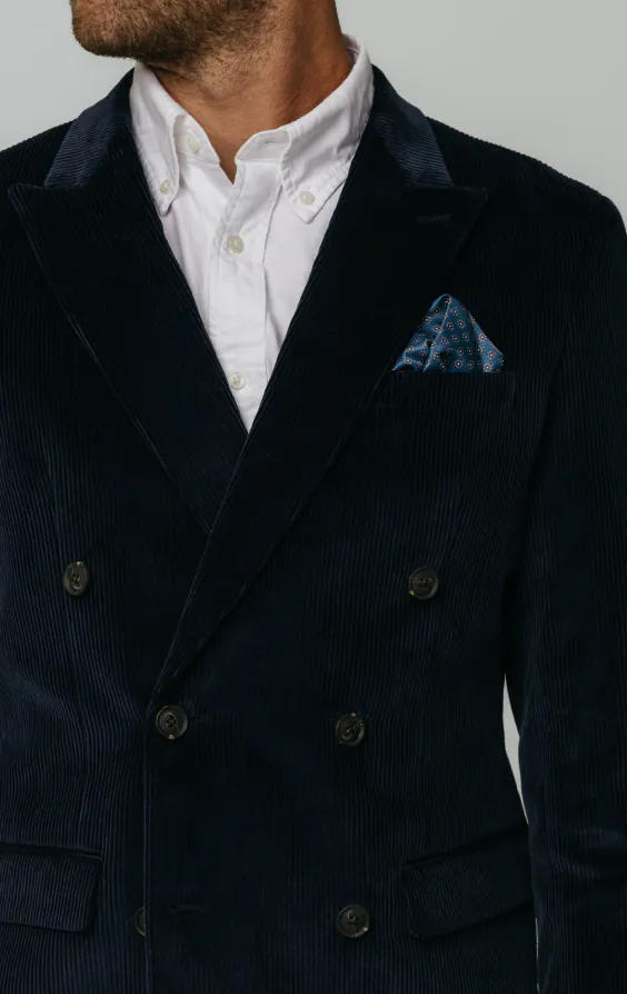 Double Breasted Navy Corduroy Suit thumbnail 4