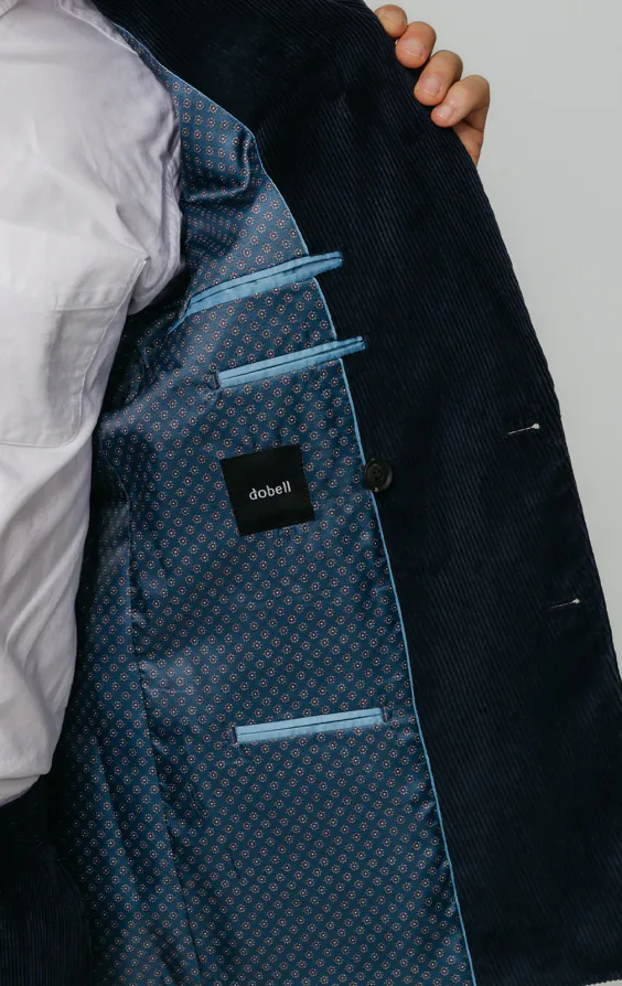 Double Breasted Navy Corduroy Jacket thumbnail 5