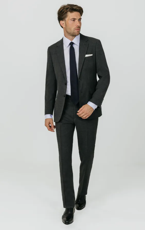 Charcoal Windowpane Check Suit Jacket - photo 1