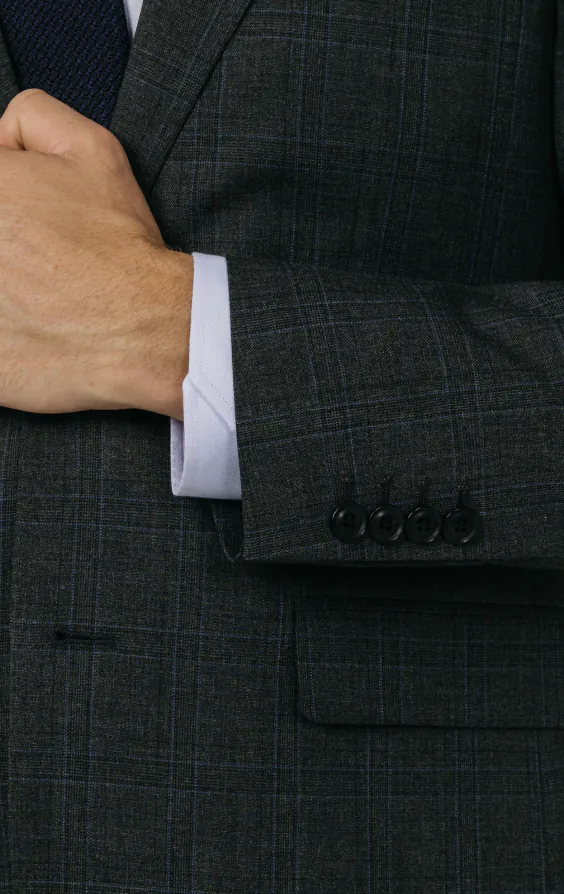 Charcoal Windowpane Check Suit Jacket - photo 2