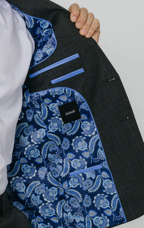 Charcoal Windowpane Check Suit Jacket - photo 4