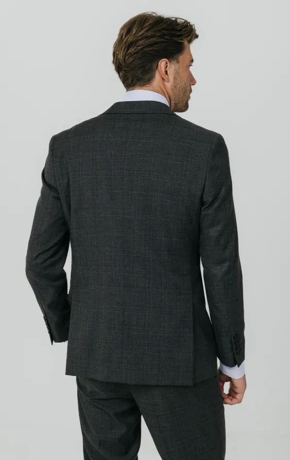 Charcoal Windowpane Check Suit Jacket - photo 5
