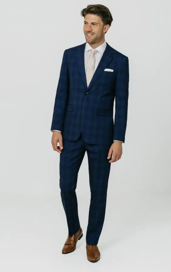 Royal Blue Shadow Check Suit Jacket thumbnail 2
