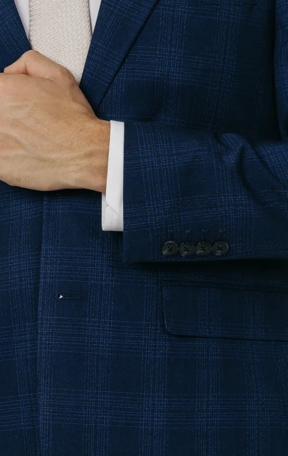 Royal Blue Shadow Check Suit Jacket thumbnail 3
