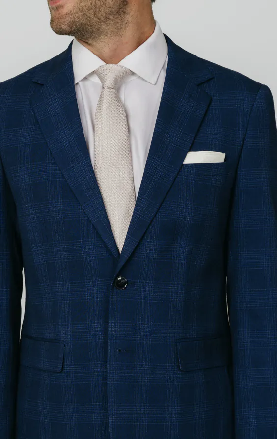 Royal Blue Shadow Check Suit Jacket - photo 3