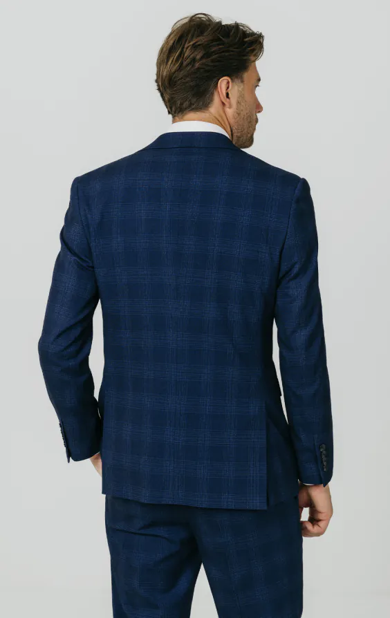 Royal Blue Shadow Check Suit Jacket - photo 5