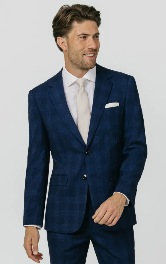 Royal Blue Shadow Check Suit Jacket primary image