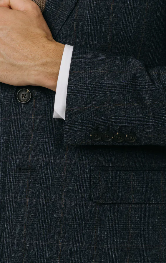 Navy with Rust Check Suit Jacket - photo 2