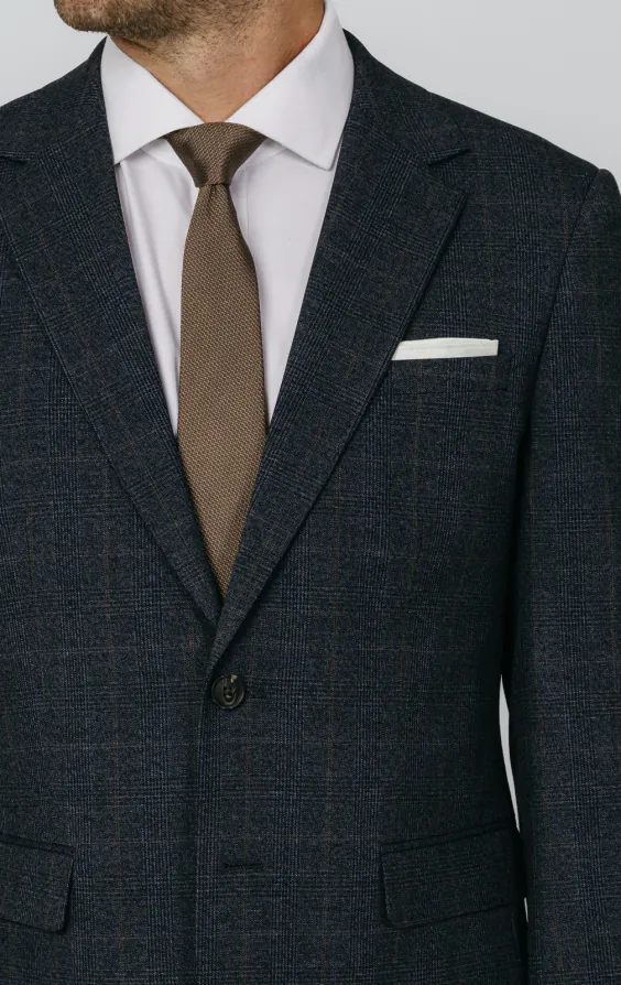 Navy with Rust Check Suit Jacket - photo 3