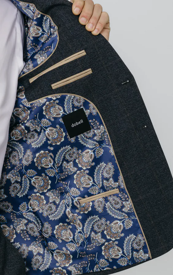 Navy with Rust Check Suit Jacket - photo 4