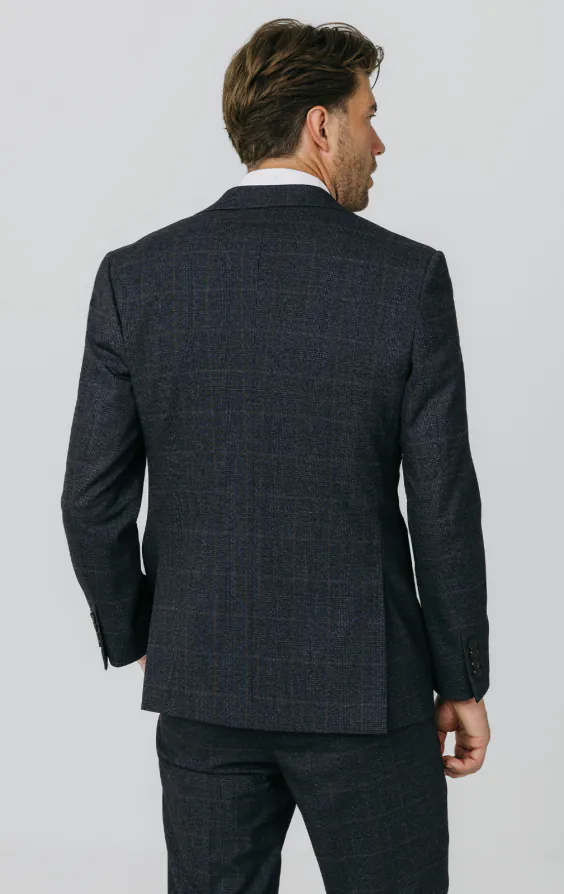 Navy with Rust Check Suit Jacket - photo 5