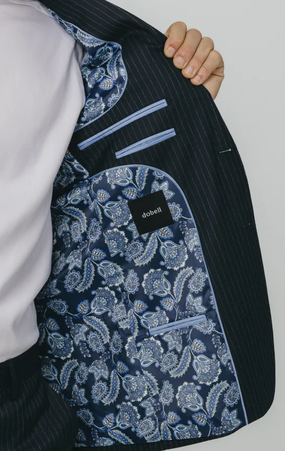 Navy Chalkstripe Suit Jacket thumbnail 5