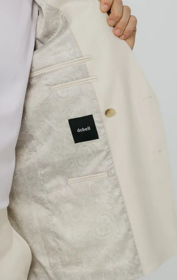 Winter White Twill Double Breasted Suit Jacket with Peak Lapel - photo 4