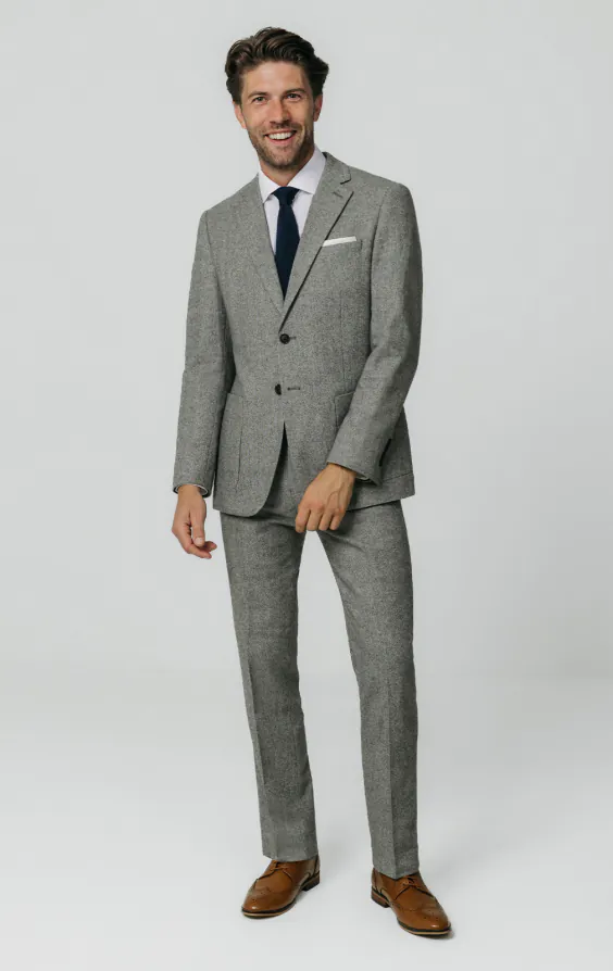 Light Grey Donegal Tweed Suit Jacket thumbnail 2