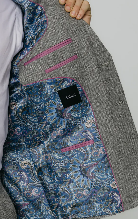 Light Grey Donegal Tweed Suit Jacket thumbnail 5