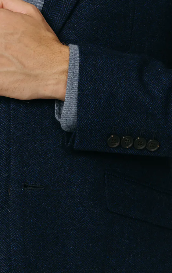 Navy Herringbone Tweed Jacket - photo 2 Navy Herringbone Tweed Jacket - photo 2