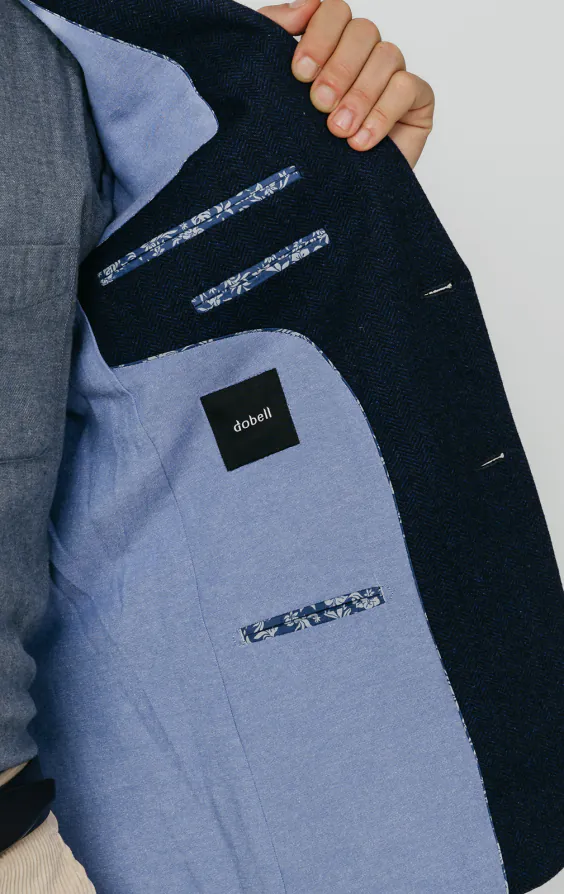 Navy Herringbone Tweed Jacket - photo 4 Navy Herringbone Tweed Jacket - photo 4