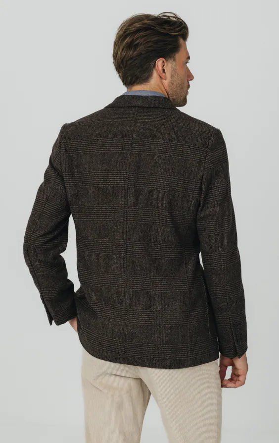 Brown Prince of Wales Tweed Jacket with Patch Pockets thumbnail 6