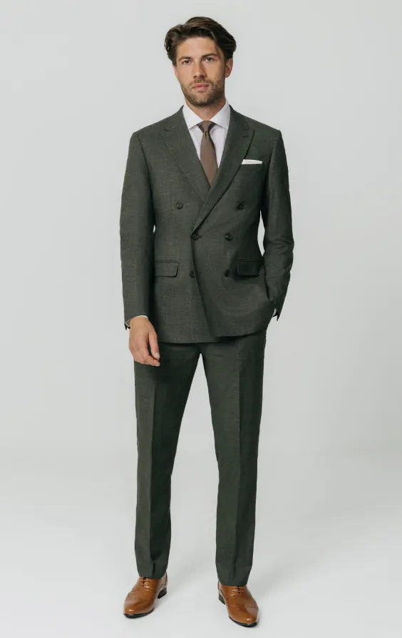Green Weave Double Breasted Suit Jacket - photo 1