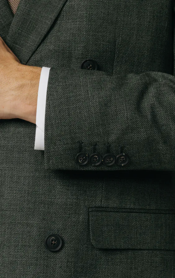 Green Weave Double Breasted Suit Jacket thumbnail 3