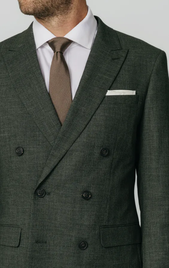 Green Weave Double Breasted Suit Jacket - photo 3