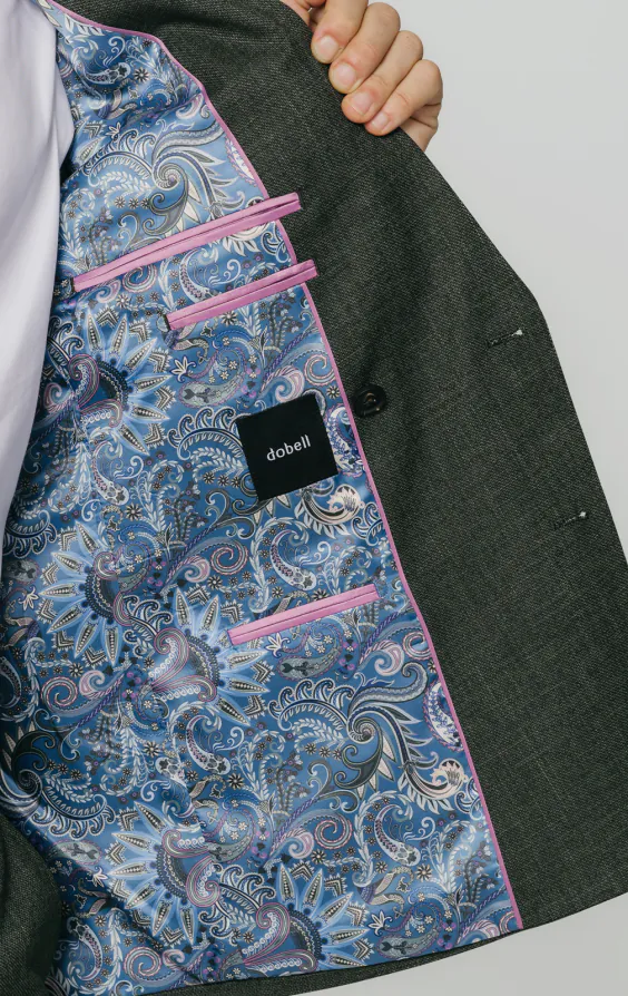 Green Weave Double Breasted Suit Jacket - photo 4